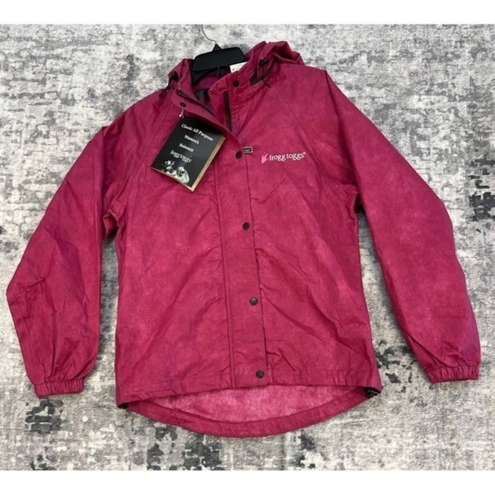 Frogg Toggs Jacket Womens Cherry Black‎ Small Rain Waterproof Hooded Outdoors